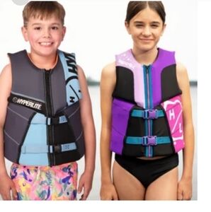 Two Hyperlite youth Life Vests, Kids, Large 55lbs to 88 lbs, new